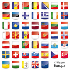 Europa Flaggen Fahnen Set Buttons Icons Sprachen schatten 1