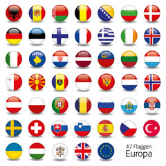 Europa Flaggen Fahnen Set Buttons Icons Sprachen 5