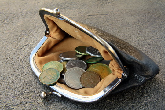 Ancient Coins In The Open Vintage Purse