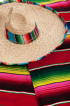 Serape and sombrero as a background