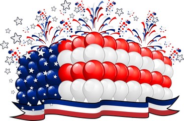 American flag balloon 1 - obrazy, fototapety, plakaty