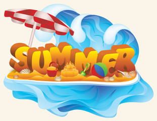 Childrens Summer card, vector illustration