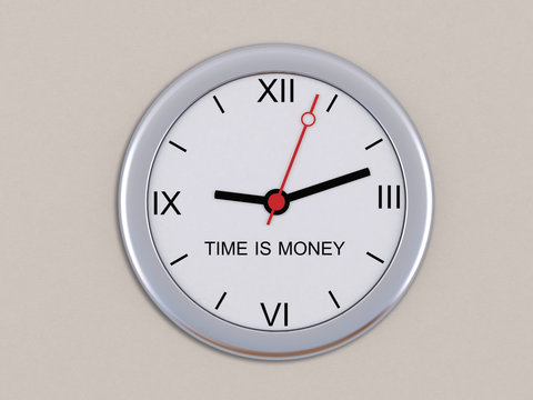 Wall clock with the inscription "Time is money"
