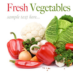 Healthy Eating. Seasonal organic raw vegetables Isolated