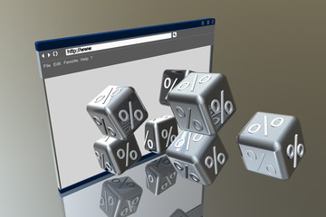 Website Browser mit Sales Würfel