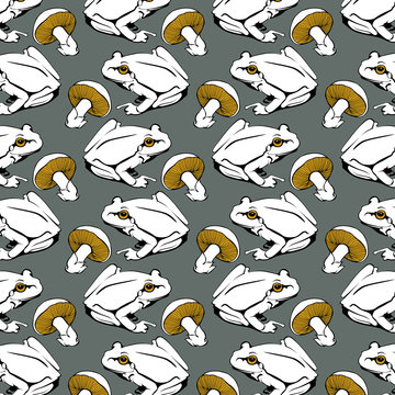 frog and mushrum pattern background