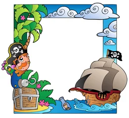 Papier Peint photo Pirates Cadre avec thème mer et pirate 2