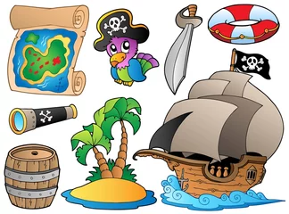 Keuken foto achterwand Piraten Set van verschillende piratenobjecten
