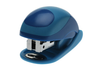 Blue mini stapler closeup.