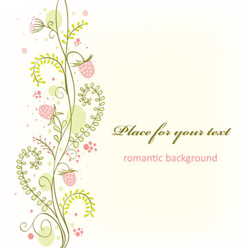Cute floral card with ripe raspberry