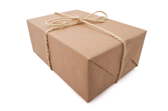 Brown parcel, isolated, white background