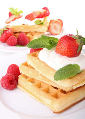 gaufres, chantilly et fraise