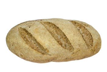 freshly baked wholesome bread on a white background