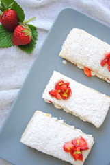 Mille-feuille with strawberries and pistachios
