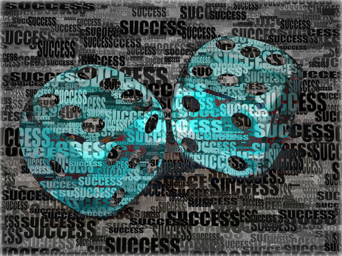 Dice on background frow words success