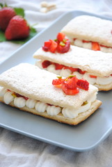 Mille-feuille with strawberries and pistachios