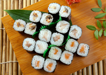 Japanese sushi  Roll made of Smoked fish