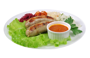 Sausage making roasted with vegetable