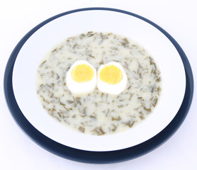 Sorrel soup with an egg