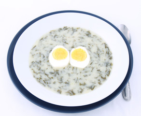 Sorrel soup with an egg