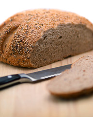 bread with a knife