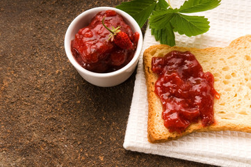 Wild strawberry jam with toast