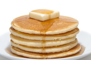 pancakes with butter and syrup