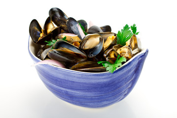 moules marinières fond blanc