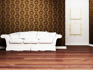 Modern  interior design of living room with a  sofa