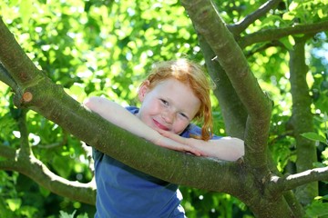 Junges Mädchen sitzt in einem Baum