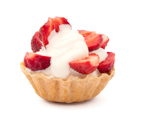 strawberries and cream in a basket