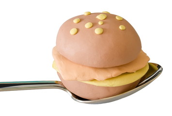 Cheeseburger auf Löffel