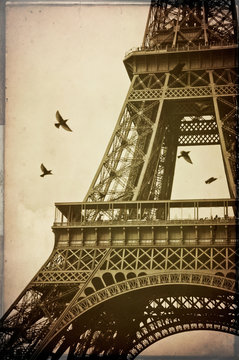 tour Eiffel effet vieille photo