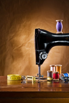 copy space view on the sewing accessories