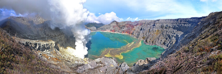 Lake in crater of Ijen Volcano.