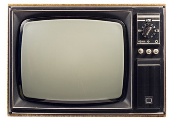 Old vintage TV over a white background