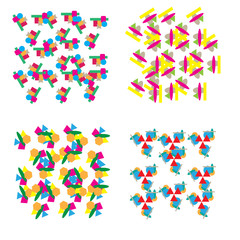 Set of repeating geometric patterns in Christmas colours
