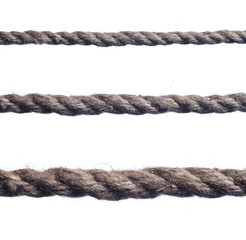 collection of various ropes on white background.