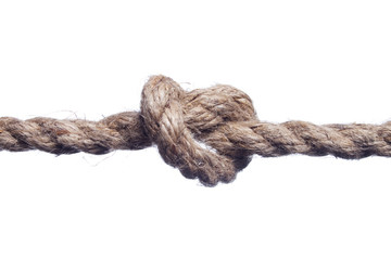 Close-up of rope with knot isolated on white