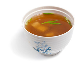 soup of fish, shellfish, seaweed and vegetables