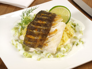 Kabeljau mit Safranrisotto