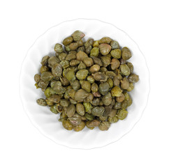 Capers in white bowl