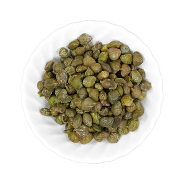 Capers in white bowl