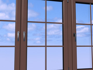 Fototapeta premium Sky seen through an wooden window