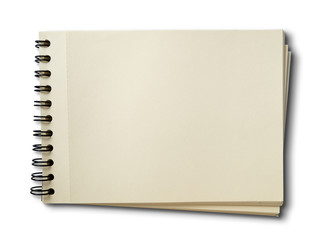 Horizontal blank sketch book on white