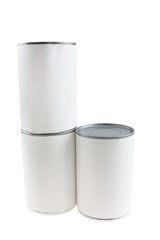 blank food cans stack