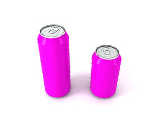 3d illustration of two violet aluminum cans