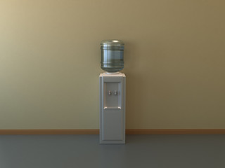 Cooler with water bottle indoors