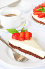 Piece of cheesecake with strawberry