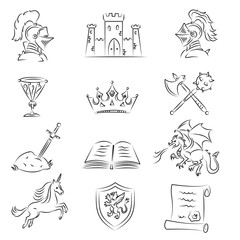 Sketched Medieval Icons Set